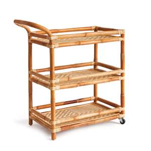 Carrito de champán de caña natural con ruedas, carrito de bar de ratán tejido, precio competitivo, carritos para comida y vino - Product Image 3