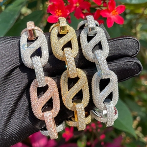 Pulsera cubana Iced Out de 22 mm estilo hip hop para él, pulsera con diamantes incoloros cultivados en laboratorio, corte baguette, pulsera personalizada para hombre - Product Image 3