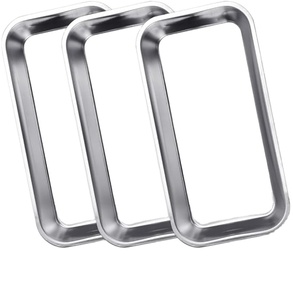 Paquete de 3 Bandejas Médicas Manuales de Acero Inoxidable, Bandejas Rectangulares de Laboratorio, Bandeja Pequeña para Instrumentos, Certificación CE, 1 Año de Garantía - Product Image 1