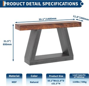 <b>Table</b>, Sofa <b>Table</b> Behind Couch, 2-Tier Wooden <b>Entry</b> <b>Tables</b> <b>for</b> Entryway Foyer Hallway, Industrial <b>Console</b> <b>Tables</b> with Open - Product Image 3