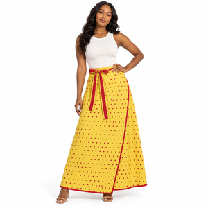 Maßgefertigter Großhandel Griechischer Jack and Jill of America Inc. JJOA Sorority Gelber Gepunkteter Maxirock mit Hoher Taille A-Linie Bodenlang - Product Image 1