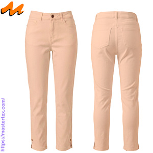 Pantalon Femme Cinq Poches à Fente, Coupe Slim, Tissu Respirant Non-Denim, Coton Spandex, Idéal Printemps-Été, Grammage 7.81 oz - Product Image 3