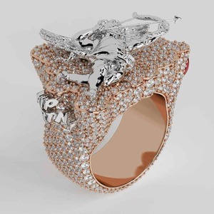 Anillo de Hip Hop de Lujo con Diamantes de Moissanita al por Mayor, Joyería de Moda Iced Out de Plata Esterlina 925 para Clientes Unisex - Product Image 3