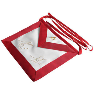 Custom Embroidered 3D <b>Sew</b>-On Master Mason Masonic Apron Red White Gold Trim Classical Style Freemason Regalia Ceremonial - Product Image 2
