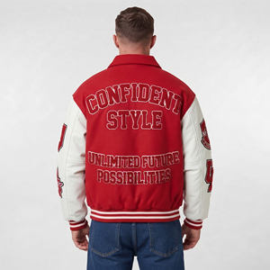 Wholesale Letterman Chenille Embroidery Varsity <b>Jacket</b> <b>Men</b> Button Down <b>Leather</b> Sleeve Varsity <b>Jackets</b> <b>Men's</b> Winter Varsity Coat - Product Image 3