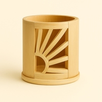 Organisateur de bureau en bambou brun fait main, porte-stylos |   Stockage écologique et durable pour le bureau et l'école |   Design rustique minimaliste |