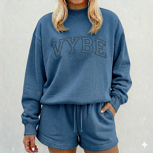 Ensemble court en molleton chaud pour femme, col montant, deux pièces, confortable, doux, pour l'hiver, vêtements de détente tendance - Product Image 1