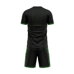 Maillot de football graphique tourbillon noir et vert, ensemble uniforme de football haute visibilité, impression par sublimation, vêtements de sport, tenue d'équipe - Product Image 2