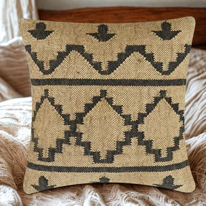 Housse de coussin carrée de qualité supérieure, élégante, en tissu de laine naturelle et de jute tissé, pour la maison et l'hôtel, avec design de soutien dorsal - Product Image 4