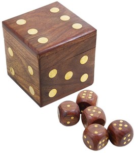 Luxury Wooden <b>Dice</b> <b>Set</b> With Bass Inlay Box Design Game for Kids Adults Office Desk Decoration Family Fun Puzzle Board Game - Product Image 5