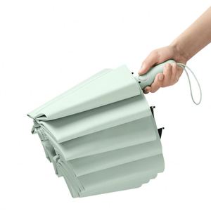 Superior Modern Pongee 12K 60Ribs <b>Windproof</b> Automatic <b>Umbrella</b> UV Protection Three Fold for Business Gifts - Product Image 3