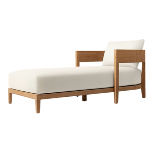 Chaise longue de qualité supérieure en teck massif, durable, confortable, avec coussin, design moderne et minimaliste, pour piscine, hôtel, villa, resort. - Product Image 1