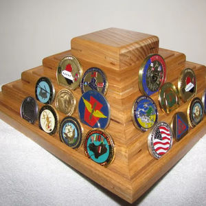 Highly Welcomed Wood Collectible Coin Holder Stand Challenge <b>Display</b> <b>Case</b> - Product Image 1