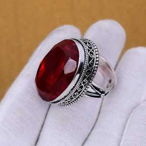 Faceted Garnet Ring Handmade 925 Sterling Silver Bohemian Jewelry Natural Gemstone <b>Women</b> Ring Wholesale - Product Image 2