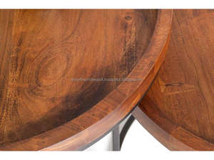 Solid Mango Wood Nested Coffee <b>Table</b> <b>Set</b> of 2 | Modern <b>Space</b> <b>Saving</b> Side <b>Tables</b> for Living Room Newest Furniture 2026 - Product Image 4