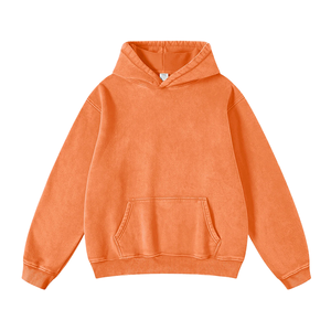 Sudadera con Capucha Extra Grande de Alta Calidad, 450 g/m², Lavada al Ácido, 100% Algodón, Felpa Naranja, Secado Rápido, Antiarrugas, para Invierno - Product Image 2