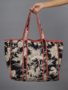 Durable Fashion Cotton Beach <b>Tote</b> <b>Bag</b> Floral Print Secure Closure Foldable Portable Multiple <b>Pockets</b> Organizing Lightweight <b>Bags</b> - Product Image 3