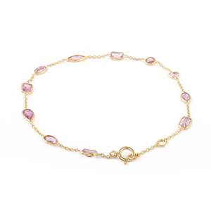 18K Mixed Shape Pink Sapphire Fine <b>Bangle</b> <b>Bracelet</b> - Product Image 3