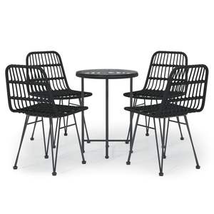 Ensemble de salle à manger de jardin en acier noir et polyéthylène avec verre trempé, mobilier d'extérieur durable - Product Image 2