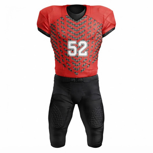 Maillot de football américain personnalisé pour homme, rouge et noir, sublimé, manches courtes, respirant, ajusté, vêtements de sport pour adultes - Product Image 4