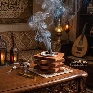 Unique <b>Stacked</b> Wooden Bakhoor Burner Geometric Incense Holder With Metal Cup Arabic Oud Charcoal Burner For Home Decoration - Product Image 6
