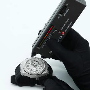 Elegante Reloj de Plata de Ley 925 con Baño de Plata y Correa de Goma Negra para Hombre, Joyería de Moda, Estilo Hip Hop con Diamantes - Product Image 5