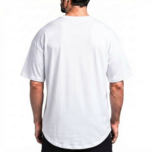 T-shirt blanc en coton pour homme, manches courtes, col rond, coupe classique, jersey tricoté, couleur unie, design simple - Product Image 5