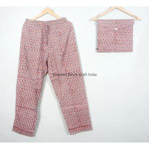 Conjunto de Pijama para Mujer, 100% Algodón, Estampado Floral a Mano, Manga Larga, Corte Holgado, Cuello Redondo, Cintura Elástica, Ropa de Dormir Informal - Product Image 4