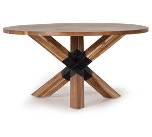 Table de salle à manger ronde en bois d'acacia massif, durable, écologique, faite à la main, multifonctionnelle, pour 4 personnes, style moderne et naturel. - Product Image 4