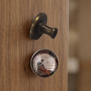 French Style Modern Round Metal <b>Crystal</b> Drawer <b>Knob</b> Butterfly Paris Postale Design for Dresser Cabinet Handle Bathroom Hotel Use - Product Image 3