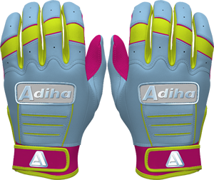 Guantes de Bateo de Béisbol Personalizados Azul Cielo y Rosa con Cierre de Gancho y Bucle Antideslizante para Sóftbol, Venta al por Mayor, Alta Calidad, Hechos en Adiha Impex - Product Image 1
