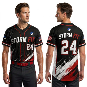 Maillot de baseball personnalisé pour homme, manches courtes, sublimé, anti-humidité, coupe athlétique, toutes saisons, vêtements d'équipe - Product Image 2