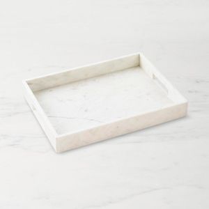 Plateau de service en marbre design avec accents métalliques pour une pièce maîtresse élégante de table basse et pour l'organisation de réceptions - Product Image 3