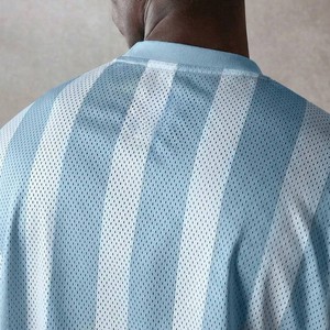 High Quality Cotton Eco-Friendly Mesh Fabric Men's Oversized Short Sleeve Blue <b>White</b> Pattern 180g Summer Blank Print Jersey <b>Tee</b> - Product Image 3