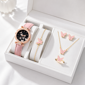 Ensemble de 5 montres pour femmes, bague, collier, boucles d'oreilles, montre décontractée pour femmes, bracelet, sans boîte - Product Image 1