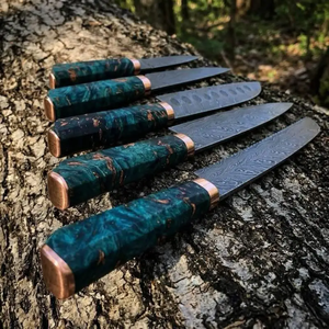 Ensemble de couteaux de chef en acier Damas avec manche en résine, ensemble de couteaux de cuisine professionnels, fournisseur en gros OEM - Product Image 4