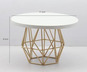 Base para Pastel Geométrica de Aluminio, Redonda, Blanca con Base Dorada, 28 x 20 cm, Pedestal para Exhibición de Postres para Bodas y Fiestas - Product Image 6
