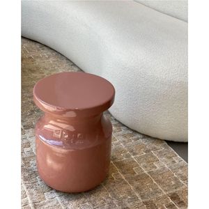 Creative Nordic Red Gloss Iron Side <b>Table</b> | Unique Hourglass Metal Accent Stool | Durable Indoor Outdoor Luxury End <b>Table</b> - Product Image 6