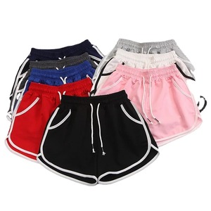 Shorts décontractés en tricot pour femmes, couleur unie, taille élastique avec cordon de serrage, respirant, style ample, shorts de sport d'été - Product Image 4