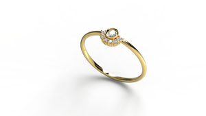 Minimalist 18K Gold Bezel Set Round Diamond <b>Ring</b> Engagement <b>Ring</b> Sunburst Arch <b>Ring</b> <b>Dainty</b> Bridal Wedding Promise <b>Ring</b> for Women - Product Image 2
