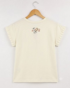 Camiseta de Mujer con Bordado Floral, Manga con Volantes, Cuello Redondo, Tejida, Informal, para Verano - Product Image 2