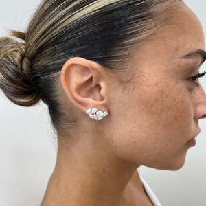 Pendientes de tuerca tipo escalera de oro de 10K, 14K, 18K con diamantes cultivados en laboratorio de múltiples formas (marquise, pera, redondos) certificados por IGI para mujer - Product Image 3