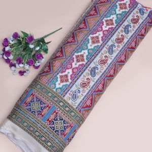 Tela de crepé color marfil con bordado de hilo fino, 54 pulgadas, ligera, con lentejuelas brillantes y diseño floral, material de bordado Daman para Kurti - Product Image 3