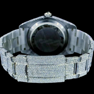 Reloj de pulsera para hombre, diseño moderno, esfera verde con números romanos, fecha automática, oro blanco, diamantes de moissanita, colección HipHop, el regalo perfecto - Product Image 6