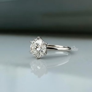 <b>Solitair</b> 925 <b>Silver</b> Plated Women's Promise Engagement <b>Ring</b> 2CT Round Cut Moissanite - Product Image 3