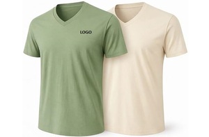 Custom Logo Men's V Neck Short Sleeve T Shirt Breathable Quick Dry Knitted Tee Casual Summer Wear - Product Image 5