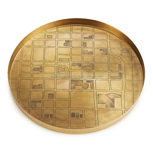 Plateau de rangement en verre de style nordique de luxe au service de la salle de séjour rétro, plateau de rangement en métal creux en fer doré miroir de fruits - Product Image 5
