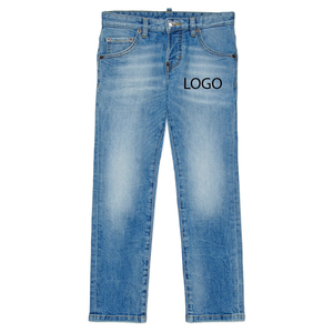 Pantalones Vaqueros de Mezclilla para Niños de Primera Calidad, Lavado Azul Clásico, Elásticos, Corte Ajustado, Diseño Duradero con Logotipo Personalizable 2026 - Product Image 1