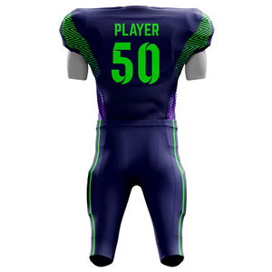 Découvrez notre équipement sportif bleu marine et vert fluo, comprenant une visière de football américain et une serviette de football américain, dès maintenant. - Product Image 3