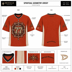 เสื้อกีฬาผู้ชายผ้าตาข่ายระบายอากาศได้ดี สไตล์ Y2K ย้อนยุค สตรีทแวร์ สีส้มสนิม ลายกราฟิกมันดาลา ทรงโอเวอร์ไซส์ - Product Image 6